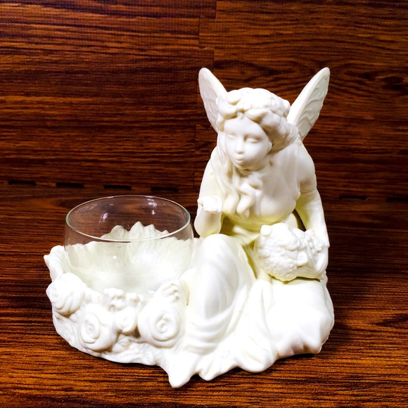 PARTYLITE CERAMIC FAIRY GLASS CANDLE HOLDER
